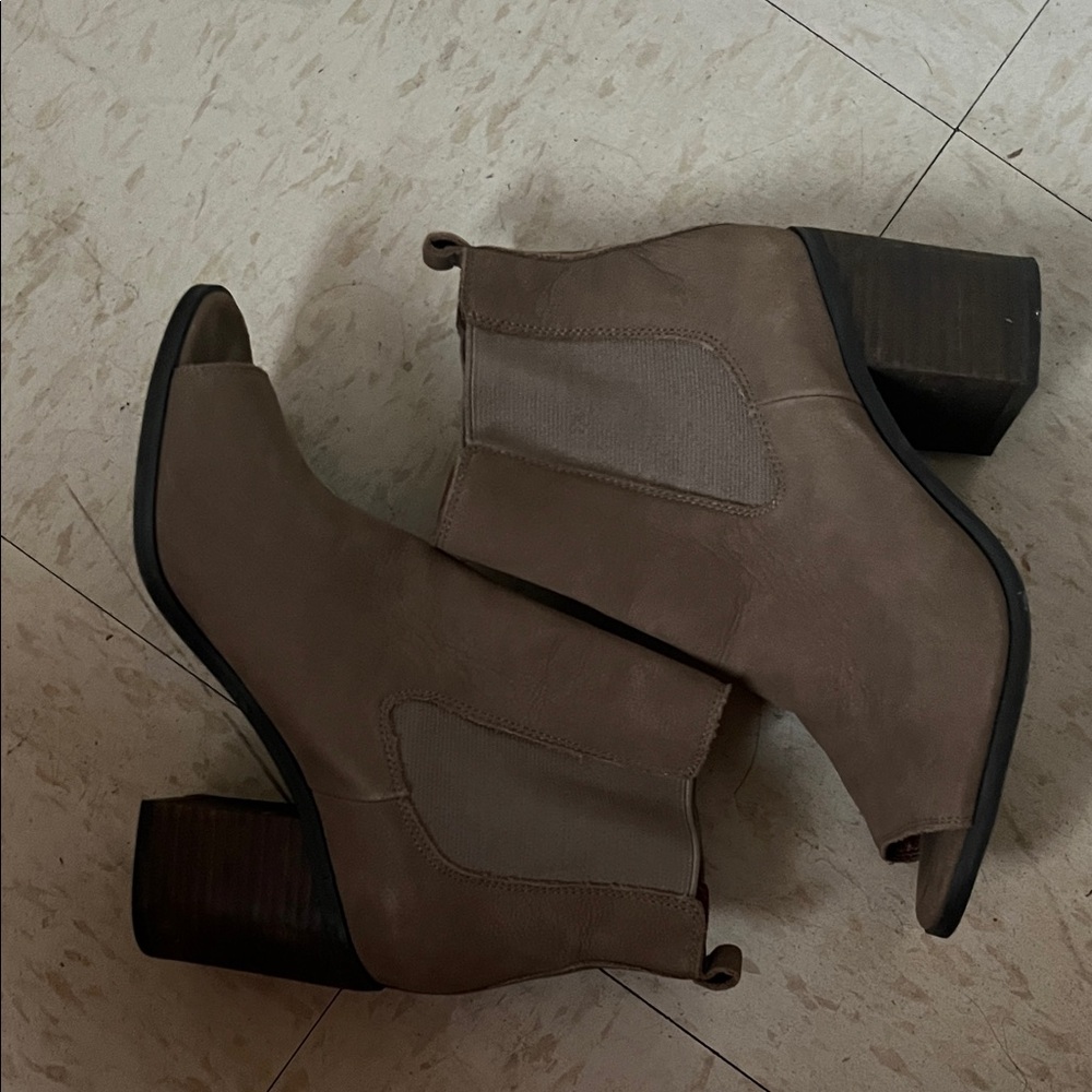 Suede open toe heels